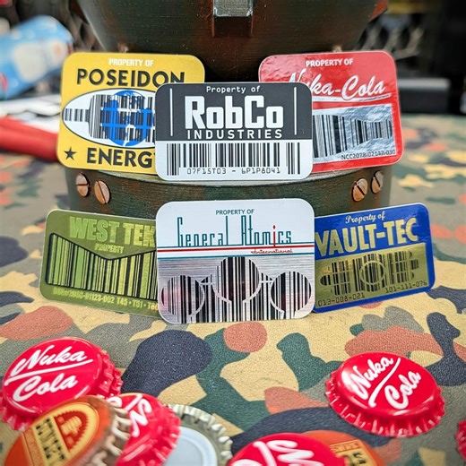 Fallout Asset Tag Stickers Metal Barcode Decals - Complete Corporate Collection *6 Tags* - Etsy