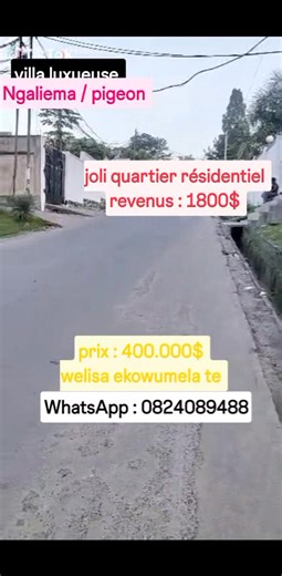 � *MAISON HABITABLE À VENDRE – MBINZA PIGEON* � *Localisation :*...