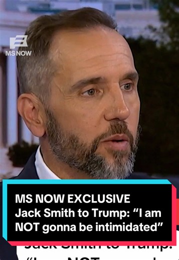 MS NOW EXCLUSIVE: Former special counsel Jack Smith has a message for Donald Trump in his first-ever TV interview with Nicolle Wallace: “I am NOT going to be intimidated.” In an earlier portion of the interview, Smith brushed aside the prospect of potentially being indicted by the Trump administration, saying he is not focused on the president’s comments about him or on the possibility of facing charges. #news #trump #jacksmith