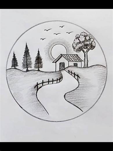 Cómo dibujar un paisaje circular con lápiz