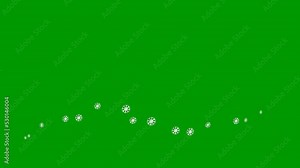 Animated silver snowflakes fly from left to right. A wave of flying snow. Concept of winter, cold. Vector illustration isolated on the green background.