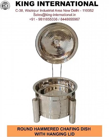 Round silver hammered chafing dish