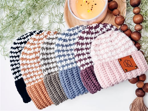Briana Kepner | 🧶 Crochet + Houndstooth = 🔥 This beanie is giving boutique energy… but it’s 100% handmade with your hook 😉🧶 Say HTS to get the pattern... | Instagram