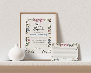 Whimsical Floral Time Capsule Printable Template, Hand Drawn Birthday Party Girl, Retro French Garden Party Decor, Illustrated Doodle WP1026 - Etsy