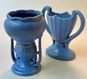 Vintage CAMARK Art Pottery Vasen: Periwinkle Blau Art-Deco-Set