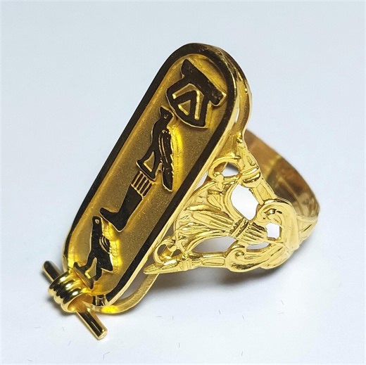 Gold-plated Personalized Cartouche Name Ring Sterling Silver Jewelry Hieroglyphic, Arabic, English Egyptian Gift - Etsy