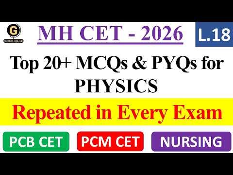 Physics MCQs for MH CET 2026 | MH PCM/PCB/Nursing CET 2026 | Physics MCQs + PYQs | Dharti Ma'am