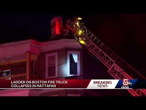 Ladder on Boston Fire truck breaks apart in Mattapan