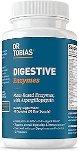 Dr. Tobias Digestive Enzymes with Amylase, Bromelain, Lipase, Lactase, Protease, Papain & More, Digestion Supplement with 18 Enzymes for Digestion and Gut Health, 60 Capsules, 30 Servings