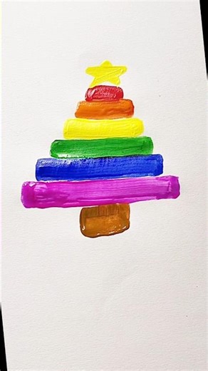 EASY Rainbow Christmas Tree Painting 🎄 | Acrylics for Beginners Step by Step