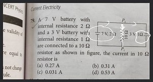 A 5 {V} battery with internal resistance 2 \Omega and a 2 {V} b... | Filo