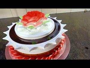 how to make fresh cream design cake with selva cake's