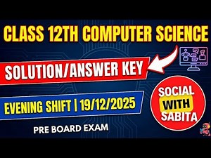 Class 12 Computer Science Pre board Exam Evening shift answer key 2025-26
