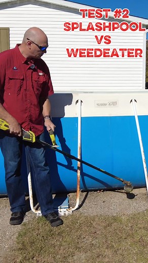 4 comments | Can the Superpool hold up to a weedeater and a BB gun? Too easy. Time to step it up. #splashsuperpools #PoolFails | Splash Superpools | Facebook
