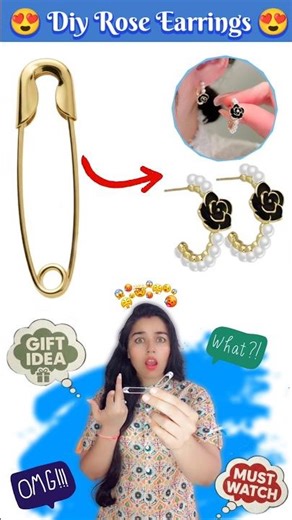 DIY Rose Statement Earrings: Perfect Gift Idea 🎁| How to make Earrings with Safety Pins #kateyegirl