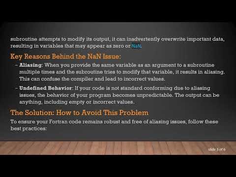 Understanding the NaN Issue in Fortran: Why You Should Avoid Aliasing Variables in Subroutines