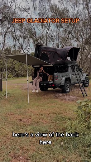 Our setup on the Mid Height Bed Rack! #jeep #jeepgladiator #camping #overlanding #australia #fyp #fypシ #fy #4x4