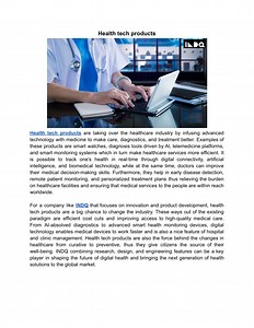 Health tech products | INDQ - SlideServe