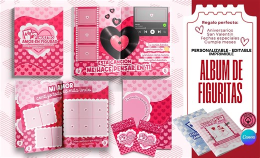 Personalized Sticker Album Kit (set of 3), Gift for Couples, Printable Photo Album, Valentine’s Day Gift, Editable Template, Stickers - Etsy