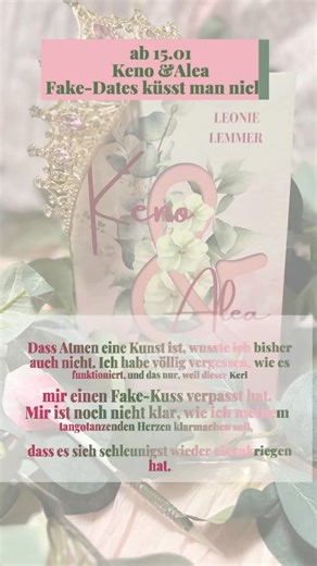 Leonie Lemmer on Instagram: "💞 Fake Dating ist eins der Tropes das Du gerne liest? 💞 Childhood friends to lovers findest Du spannend? 💞 Greenflags sind Dir lieber als Badboys? Dann solltest Du Dir den 15. Januar unbedingt im Kalender markieren oder das Ebook direkt bei Amazon vorbestellen. 🗓️ Keno & Alea Fake-Dates küsst man nicht! ist Band 2 der Smalltown Romance Buchreihe „Verliebt in Weesebüll“ - kann allerdings unabhängig von den anderen Bänden gelesen und genossen werden. Wie auch Band