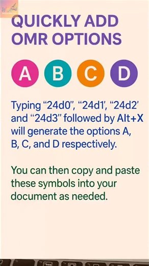 💡 Quickly Add OMR Options A, B, C, D in Docs | Secret Keyboard Trick!