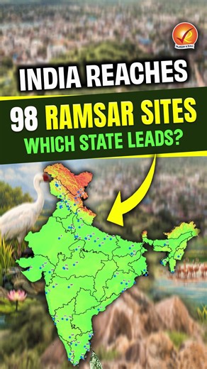 Which Indian state has the highest number of Ramsar sites? Comment below. #UPSC #RamsarSites #Wetlands #Environment #Biodiversity #India #WildlifeConservation #CurrentAffairs #Geography #Shorts | Vajiram & Ravi