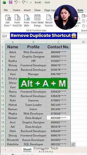 Remove Duplicate Data in MS Excel | Easy Excel Trick for Beginners | Computer Tech Academy #excel