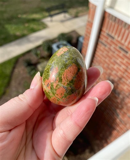 Unakite Egg Carving: Natural Crystal, Green and Orange Earth Stone, Gifts and Decor for Easter and Spring (2.0") - Etsy