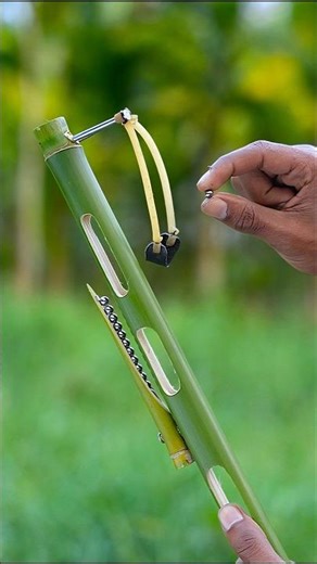 Bamboo slingshots with steel ball #diy #craft #shorts