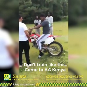 Don't train like this!!! Join AA Kenya for your motorcycle classes and become a competent rider in the automotive industry. #AAKenyacares | AA Kenya