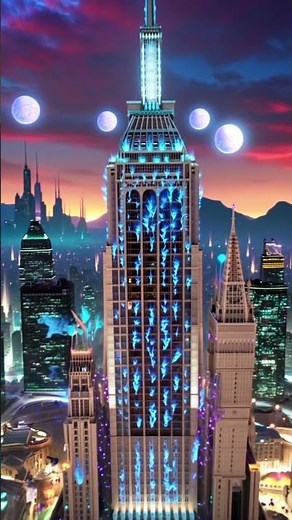 Empire State Building in an Alien Sci-Fi World
