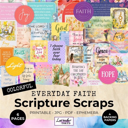 Scripture Scraps Printable, Faith Junk Journal Ephemera, Bible Verse Journaling, Prayer Board Kit, Christian, Fussy Cuts, Digital Download - Etsy