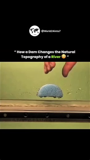 @world24into7 on Instagram: "A dam changes how a river looks and flows. Water collects behind the dam to form a reservoir. The flat valley upstream turns into a lake. Downstream, less water and sediment reach the river, so the channel becomes narrow and erodes differently. Floodplains shrink and the slope of the river changes. Over time the river creates a new shape that is different from its natural form. via : @emrivermodel"