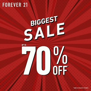 Listen up fashionistas, here’s a sweet sweet deal for y’all💗 Get UP TO 70% OFF on the favorite styles of the season. Rush to the nearest F21 store now 🏃‍♂‍🏃‍♀‍ Limited period offer only ! #Sale #BiggestSale #F21sale #Forever21 #Forever21india #F21 | Forever 21