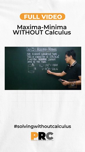 Maxima Minima Calculus: Solving for Minimum Surface Area