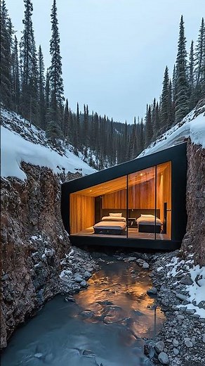 Stunning Glass Mountain Cabin in the Snow | Minimalist Winter Retreat 🌨️✨ #moderndesign