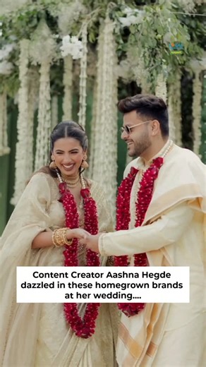 Local Samosa Vyapaar on Instagram: "For their Wedding ceremony, Content creator @aashnahegde & @addykumarr embraced the charm of homegrown fashion, blending traditional elegance with modern flair. The couple looked stunning in custom-made outfits by @jigarmaliofficial paired perfectly with elegant pieces from @sonisapphire and heels from @aprajitatoorofficial . Their looks blended tradition, colour, and contemporary design making their special day even more memorable. Styled by: @dollaypop Asst: