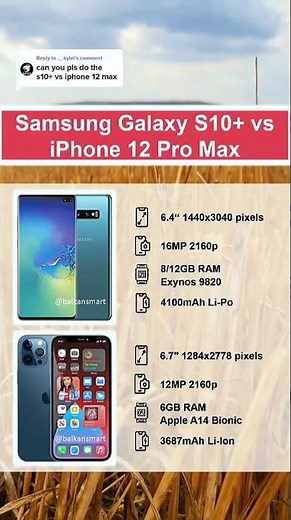 Apple iPhone 12 Pro Max vs Samsung Galaxy S10 Plus