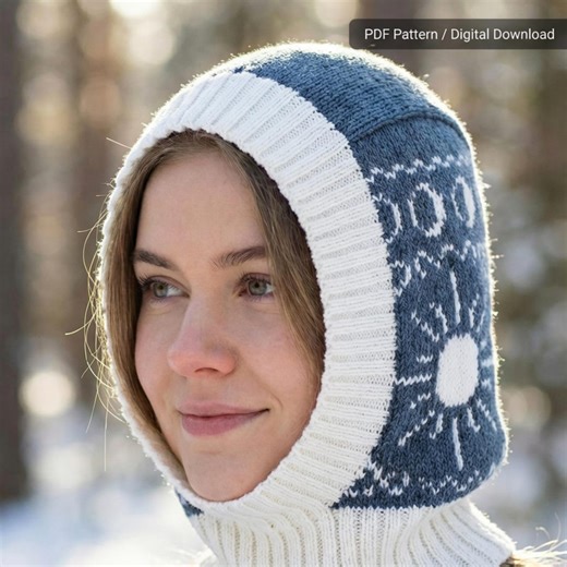 Celestial Balaclava Knitting Pattern PDF | Moon & Sun Colorwork Hood | Top-down Knit Balaclava | Adult Sizes S-L | Instant Download - Etsy