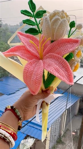 “Beautiful Forever Flowers | Woollen Lily Bouquet 🌸🧶”