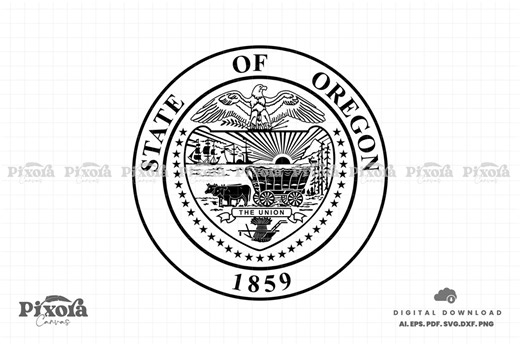 State of Oregon Seal Svg, Oregon Coat of Arms Vector, Oregon Badge, Oregon State Svg Cricut and Silhouette Cut Files - Etsy