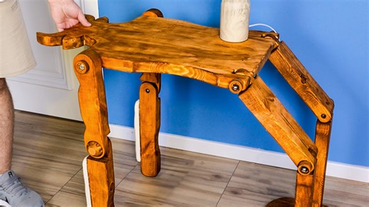 Converting raw wood into a bull-headed transformer furniture