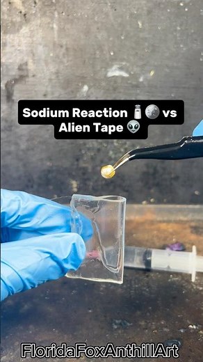 Sodium Reaction 🧂🪙 vs Alien Tape 👽 #Satisfying #Experiment #Science #ASMR #sodiummetal