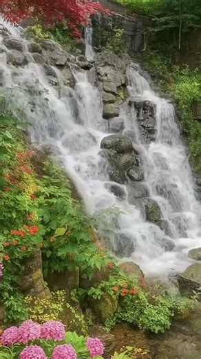 Floral Bliss: Waterfall Relaxation