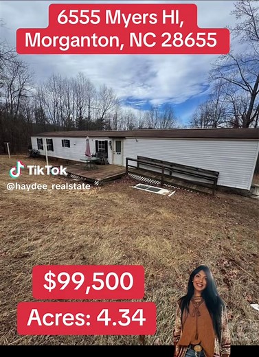 🌲🏡 OPORTUNIDAD PARA INVERSIONISTA – MÁS DE 4 ACRES PRIVADOS 🏡🌲 📍 6555 Myers Hl, Morganton, NC 28655 💵 VENTA SOLO EN EFECTIVO (CASH ONLY) 🔨 Ideal para inversionista o handyman con visión ¿Buscas una propiedad con gran potencial y mucha tierra? ¡Esta es tu oportunidad! Ubicada en más de 4 acres de terreno privado y sin restricciones, esta casa móvil sencilla (Single-Wide, año 1994) ofrece privacidad total y múltiples posibilidades. 🌳 Más de 4 acres de terreno sin restricciones 💰 Potencial