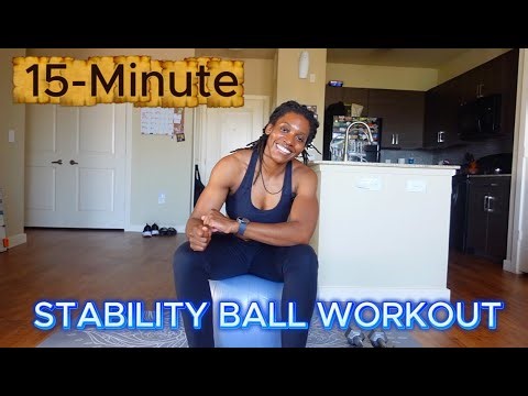 15 Minute Full Body Stability Ball Workout | Two Dumbbells Needed!