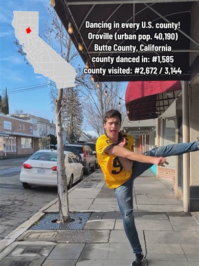 Oroville, California — home to the country's tallest dam! [I filmed near the dam as well!] This is Butte County — which is also home to Chico, Paradise, Magalia, Gridley, and Biggs (all of which I danced in)! There's also Durham, Richvale, Stirling City, Palermo, Bangor, Kelly Ridge, and Butte Valley (I did film at Butte College!)! The city proper of Oroville has 20,042 people as of the 2020 Census, but the urban area has double the population. Butte County, California! Chico, California! #orovi