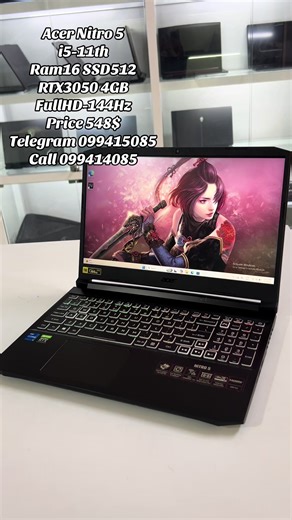 😍.តម្លៃពិសេស: 549$»»ពត៌មានកំព្យូទ័រ««⤵️ =>Brand. : Acer 🎮Gaming🎮 =>Model : Nitro AN515-57 =>CPU. : Core i5- 11400H👉(11Generation)@2.7GHz(12CPUs) =>RAM. : 16GB (DDR4) =>SSD. : 512GB (M.2 PCle) =>VGA. : Intel(R) UHD Graphics =>VGA. 2: NVIDIA GeForce RTX 3050 ដាច់ (4GB) =>Screen : 15.6 inch =>Display : 1920x 1080 (FHD IPS100%)👁️ =>Refresh Rate: 144Hz👀👍🏻 =>Keyboard : Light Red💡 =>មួយទឹកនៅស្អាត : 99%👍🏻 =>Free. : Bag🎒 Mouse🖱 MousePad . 🚖free សេវាដឹកជញ្ជូន 25 រាជធានីខេត្តក្រុង🚖 .————————