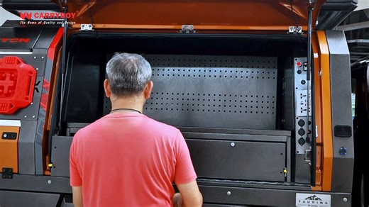 The Carryboy Touring is a capable fun pickup truck, This truck is ready for any overland adventure!! — Experience style and strength with our global leader, the Pickup Truck Canopy. Seamless fiberglass, secure central lock, and a tough checker plate floor. Elevate your adventure! | Carryboy