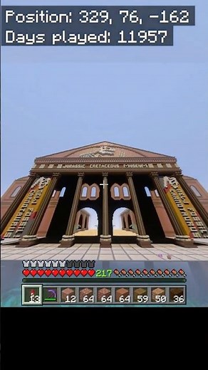 Bedrock Survival Realm Build Progress: 3 upper walls done #minecraft #survival #bedrock #realm